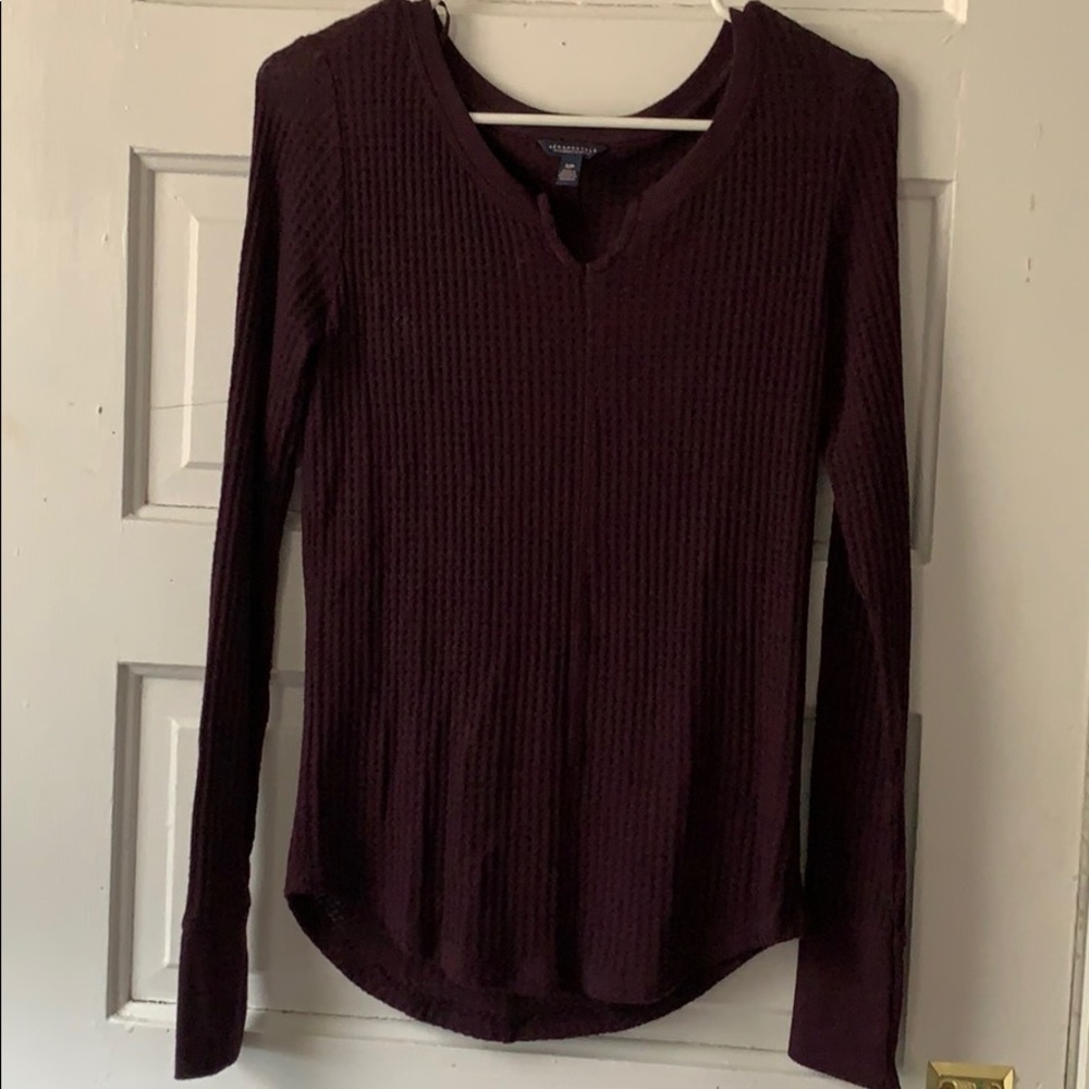 long sleeve waffle top